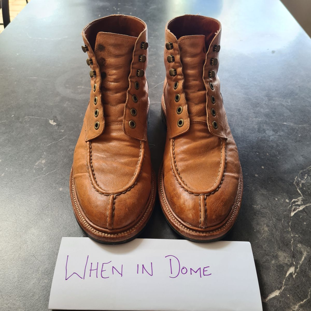 Photo by DownThunderdome on November 2, 2024 of the Grant Stone Ottawa Boot in Incas Natural Kangaroo.