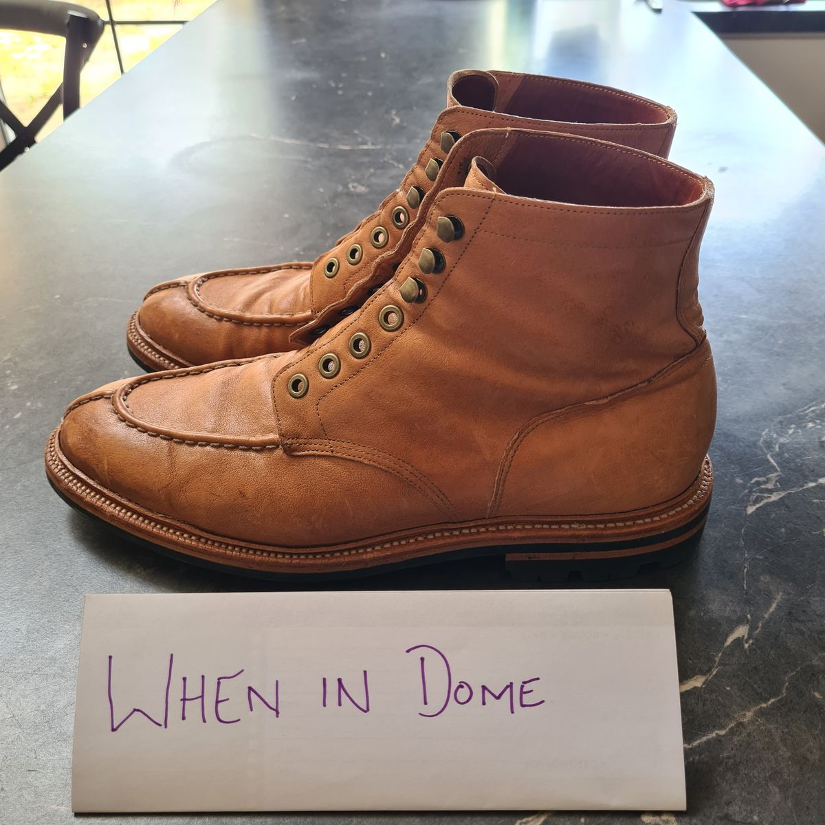 Photo by DownThunderdome on November 2, 2024 of the Grant Stone Ottawa Boot in Incas Natural Kangaroo.