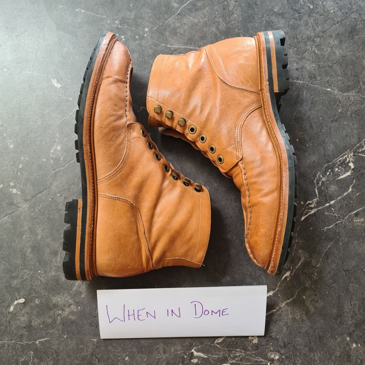 Photo by DownThunderdome on November 2, 2024 of the Grant Stone Ottawa Boot in Incas Natural Kangaroo.