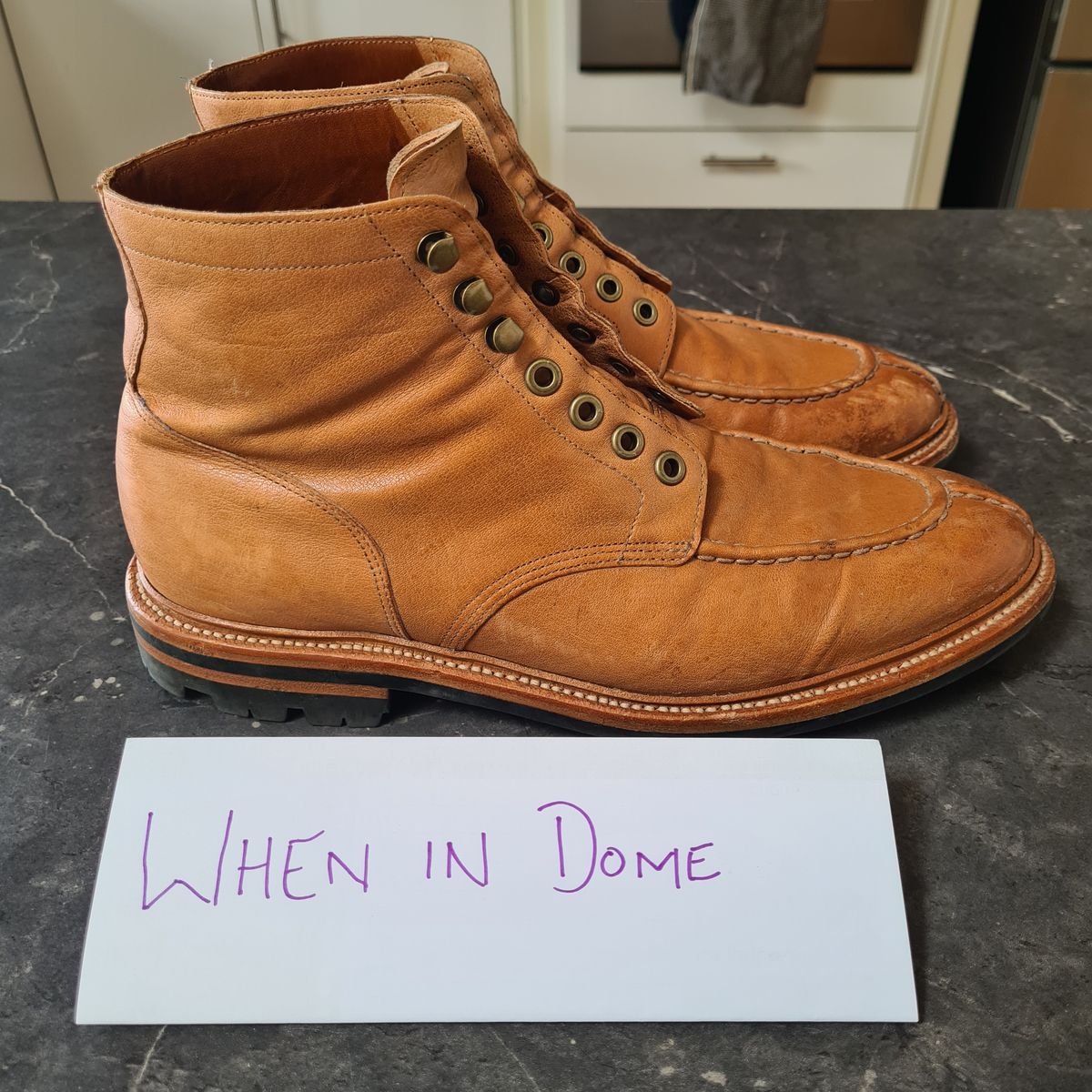 Photo by DownThunderdome on November 2, 2024 of the Grant Stone Ottawa Boot in Incas Natural Kangaroo.