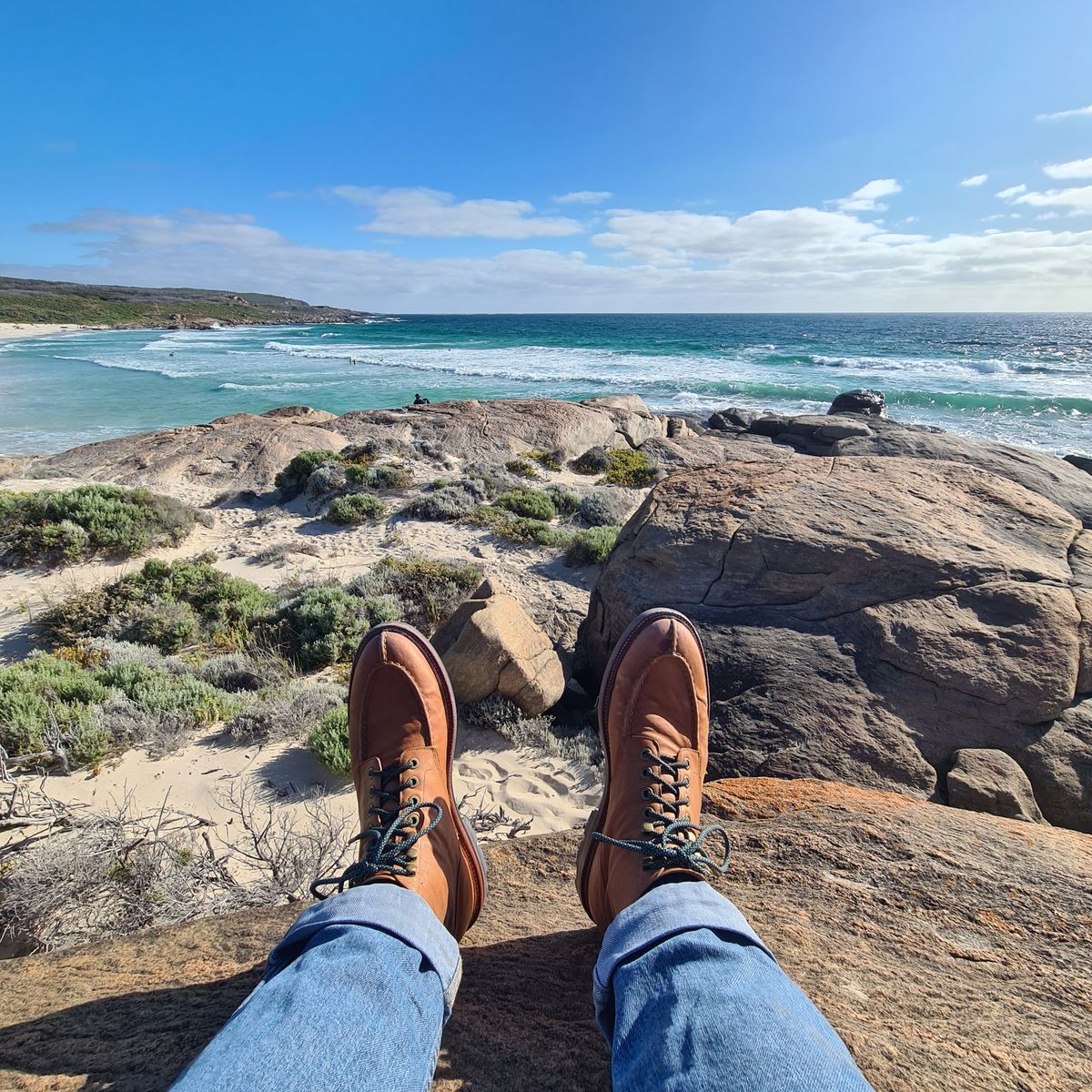 Photo by DownThunderdome on December 27, 2024 of the Grant Stone Ottawa Boot in Incas Natural Kangaroo.