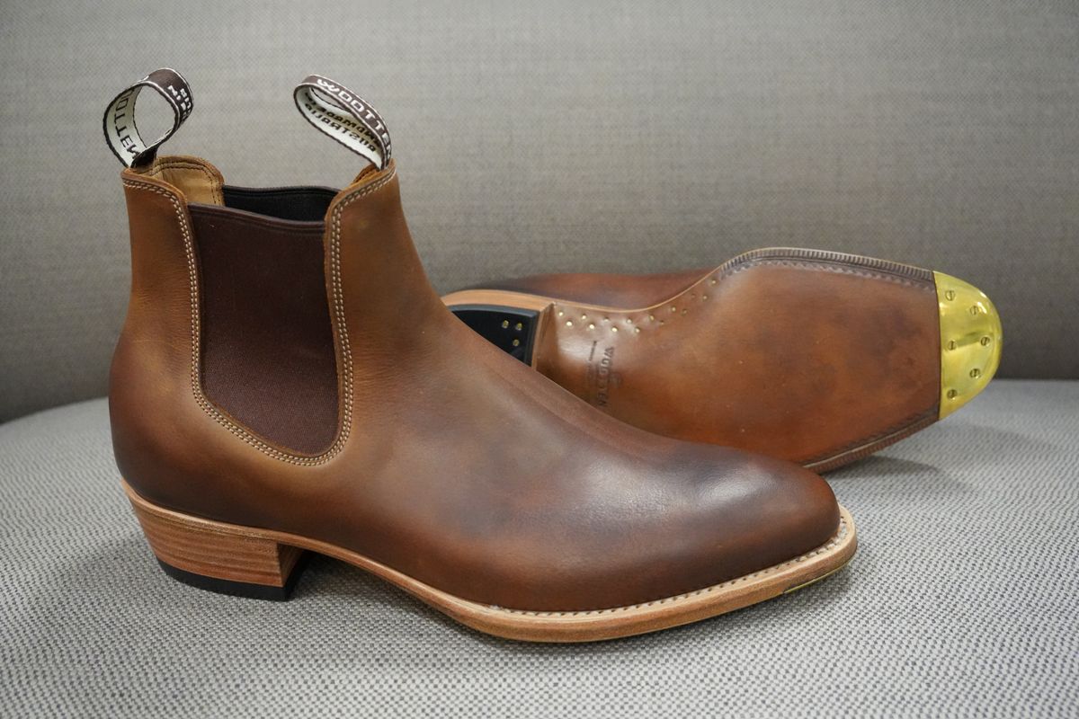 Photo by DownThunderdome on October 1, 2025 of the Wootten Sgt. Pepper in Waxxed Saddle Tan.