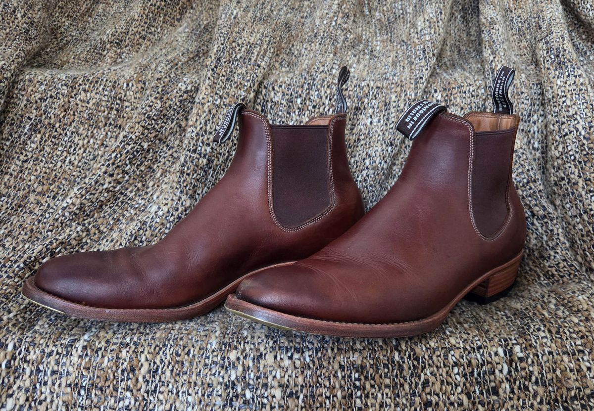 Photo by DownThunderdome on December 1, 2025 of the Wootten Sgt. Pepper in Waxxed Saddle Tan.