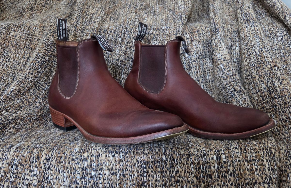 Photo by DownThunderdome on December 1, 2025 of the Wootten Sgt. Pepper in Waxxed Saddle Tan.