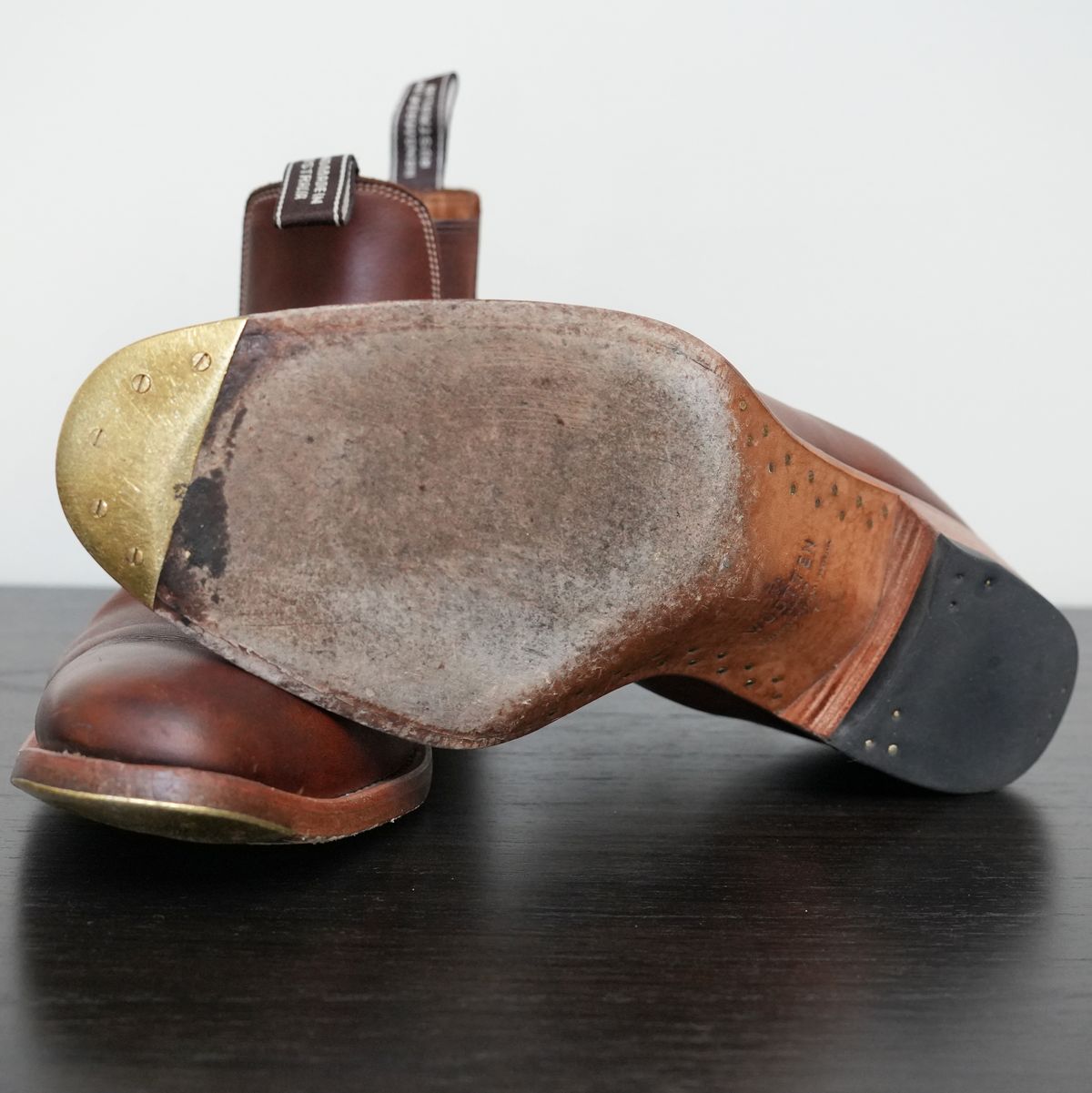 Photo by DownThunderdome on January 3, 2026 of the Wootten Sgt. Pepper in Waxxed Saddle Tan.