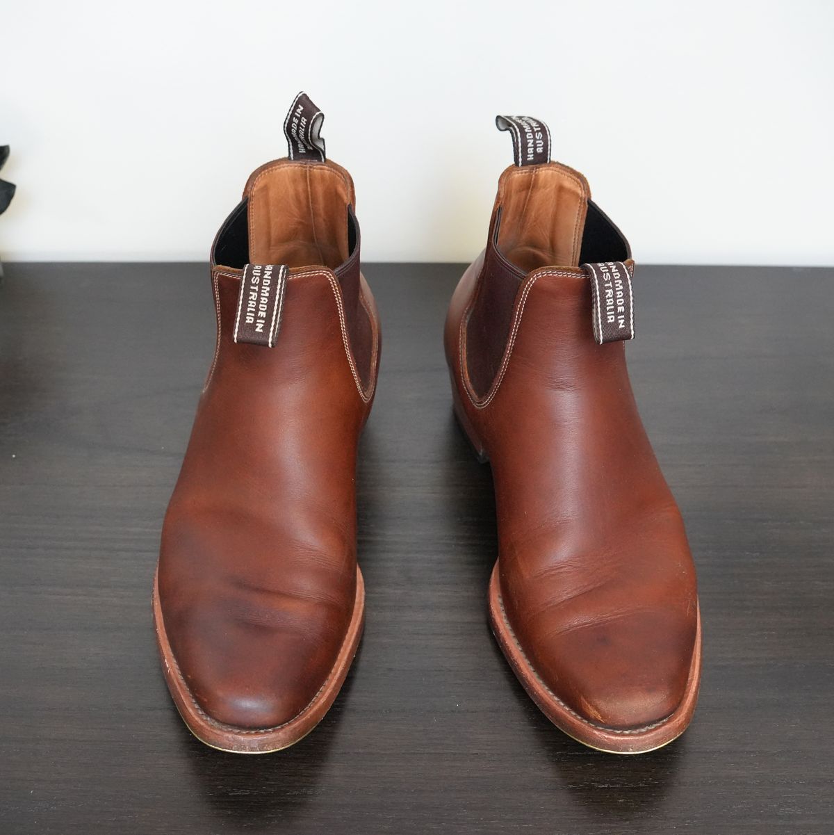 Photo by DownThunderdome on January 3, 2026 of the Wootten Sgt. Pepper in Waxxed Saddle Tan.