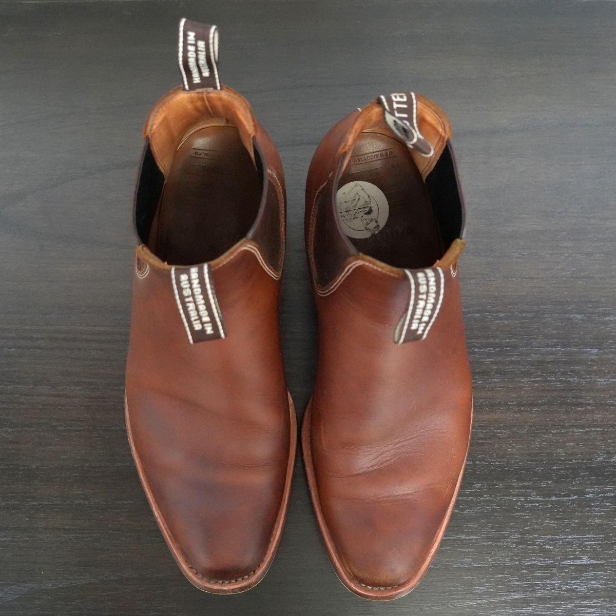 Photo by DownThunderdome on January 3, 2026 of the Wootten Sgt. Pepper in Waxxed Saddle Tan.