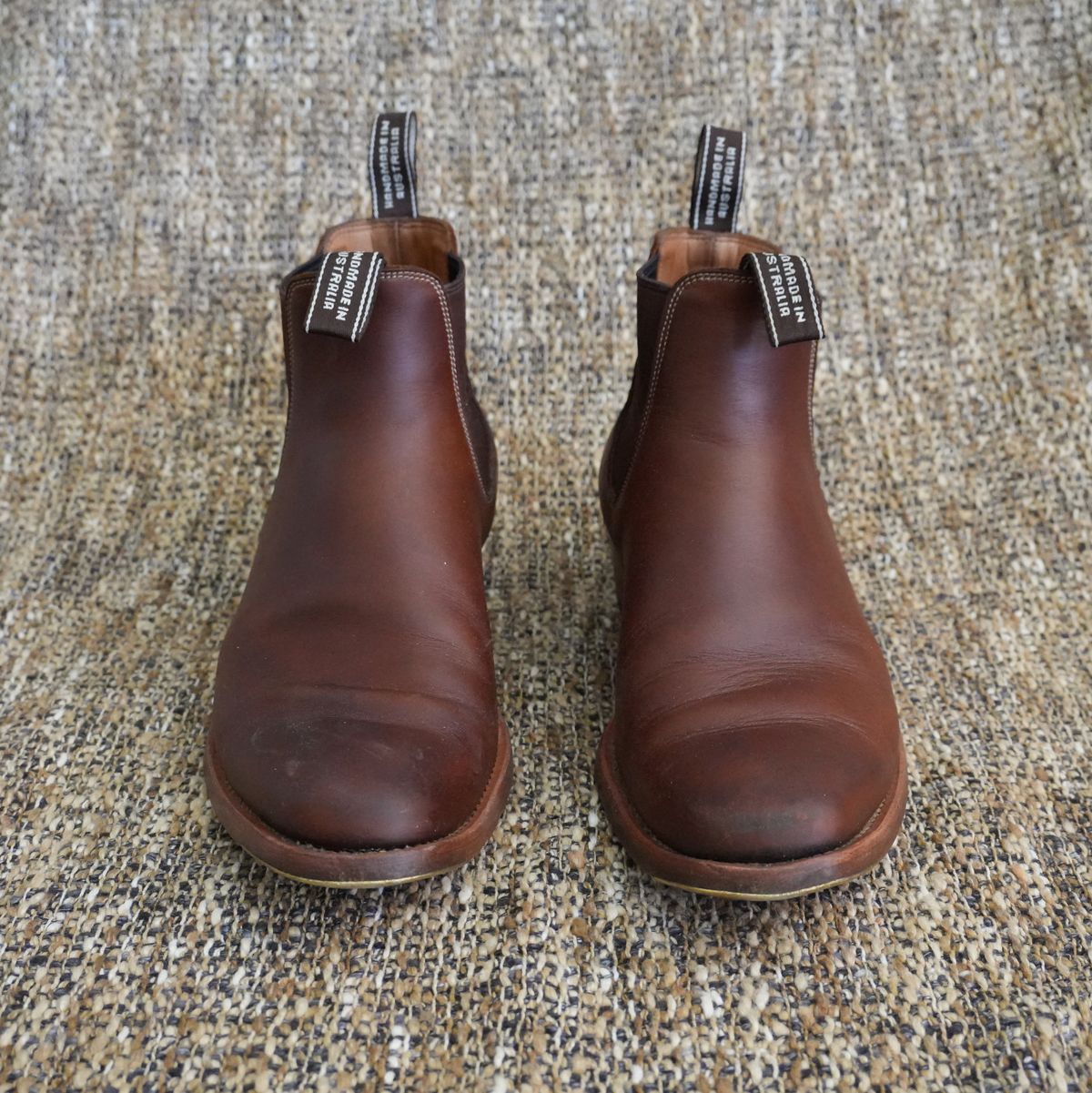 Photo by DownThunderdome on February 1, 2026 of the Wootten Sgt. Pepper in Waxxed Saddle Tan.