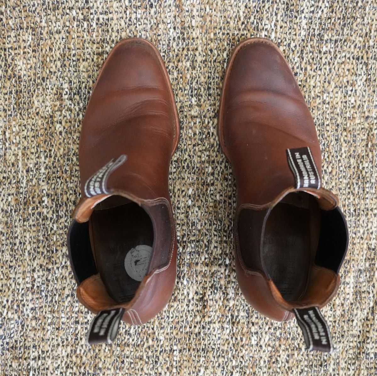 Photo by DownThunderdome on February 1, 2026 of the Wootten Sgt. Pepper in Waxxed Saddle Tan.