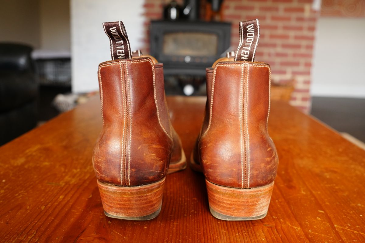 Photo by DownThunderdome on March 2, 2026 of the Wootten Sgt. Pepper in Waxxed Saddle Tan.