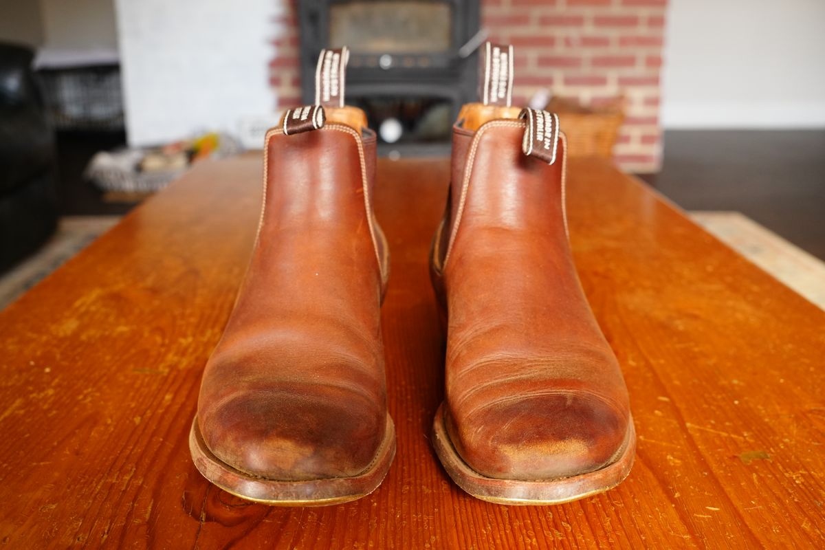 Photo by DownThunderdome on March 2, 2026 of the Wootten Sgt. Pepper in Waxxed Saddle Tan.