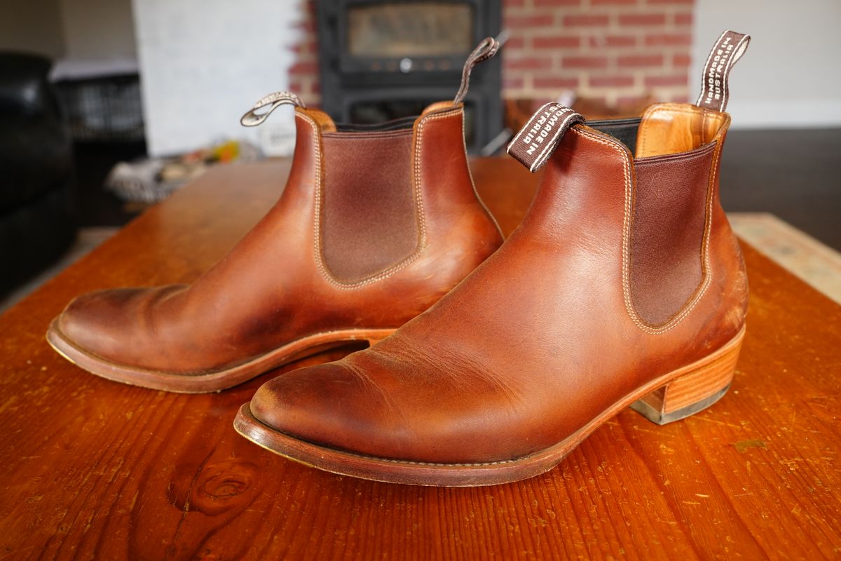 Photo by DownThunderdome on March 2, 2026 of the Wootten Sgt. Pepper in Waxxed Saddle Tan.