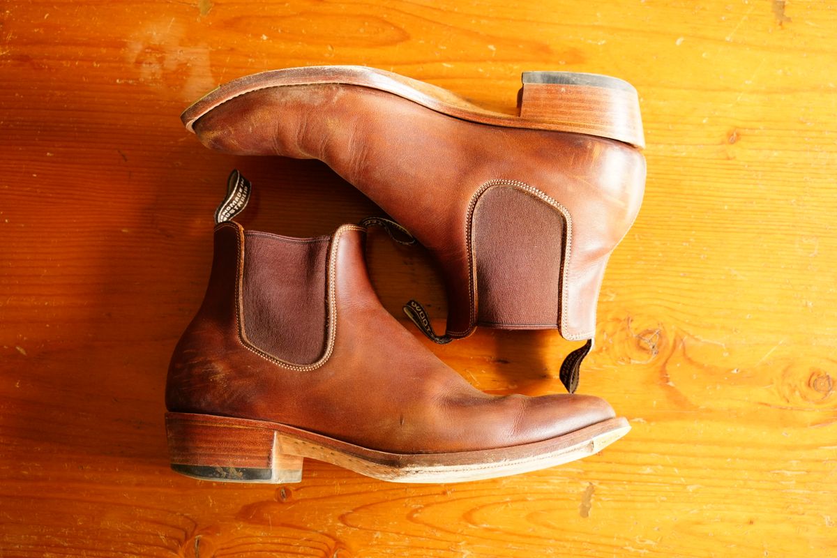 Photo by DownThunderdome on March 2, 2026 of the Wootten Sgt. Pepper in Waxxed Saddle Tan.