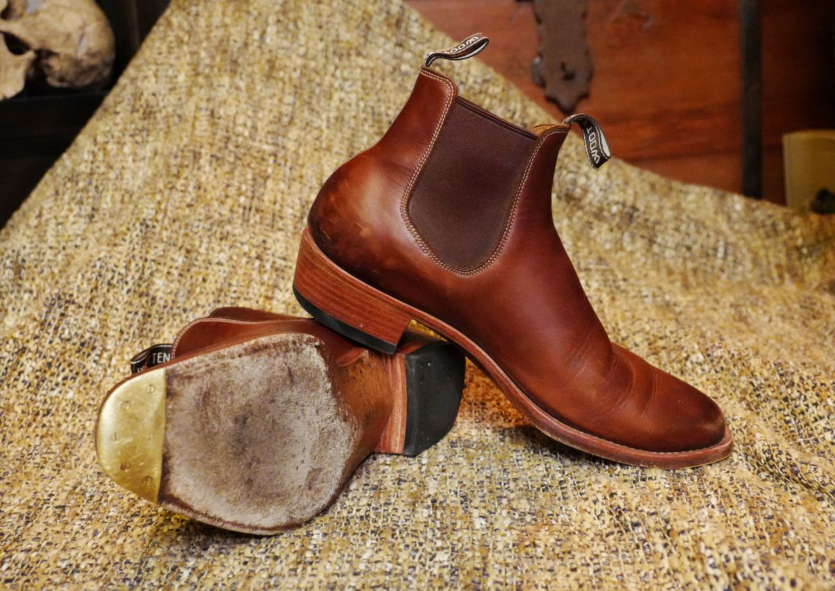 Photo by DownThunderdome on April 1, 2026 of the Wootten Sgt. Pepper in Waxxed Saddle Tan.