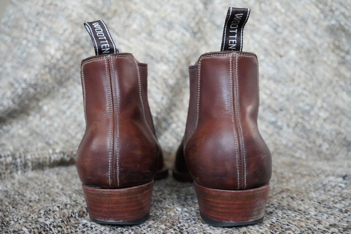 Photo by DownThunderdome on April 5, 2026 of the Wootten Sgt. Pepper in Waxxed Saddle Tan.