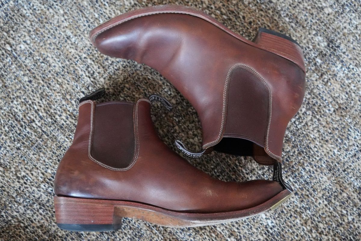 Photo by DownThunderdome on April 5, 2026 of the Wootten Sgt. Pepper in Waxxed Saddle Tan.