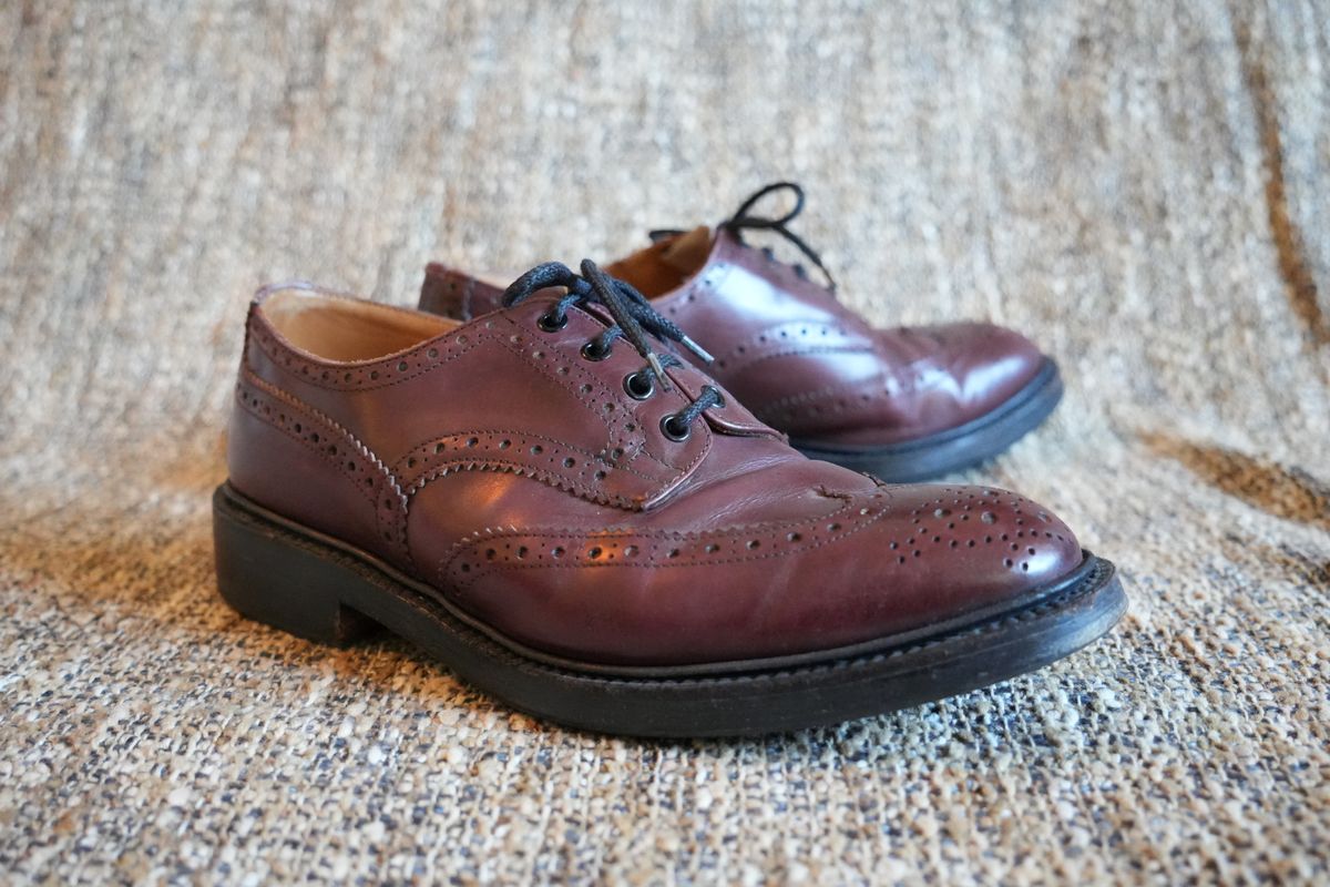 Photo by DownThunderdome on September 30, 2025 of the Tricker's Bourton Country Shoe in Burgundy Burnished Calf.