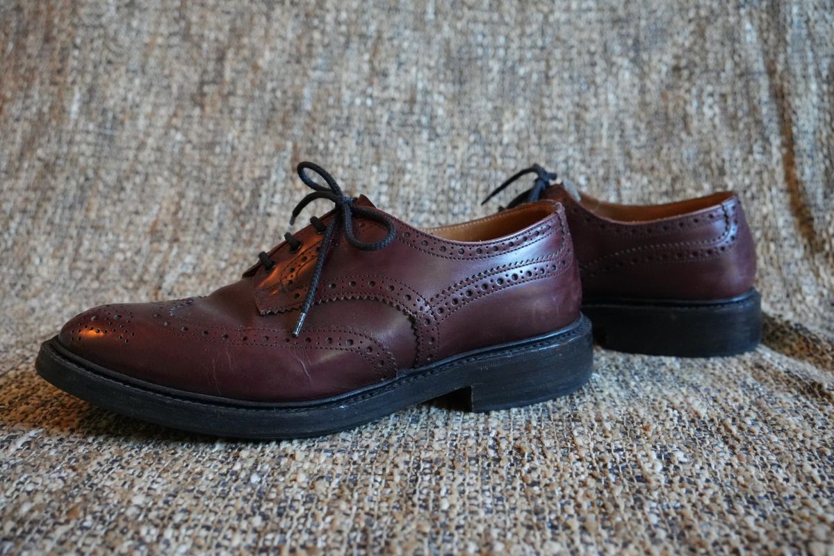 Photo by DownThunderdome on September 30, 2025 of the Tricker's Bourton Country Shoe in Burgundy Burnished Calf.