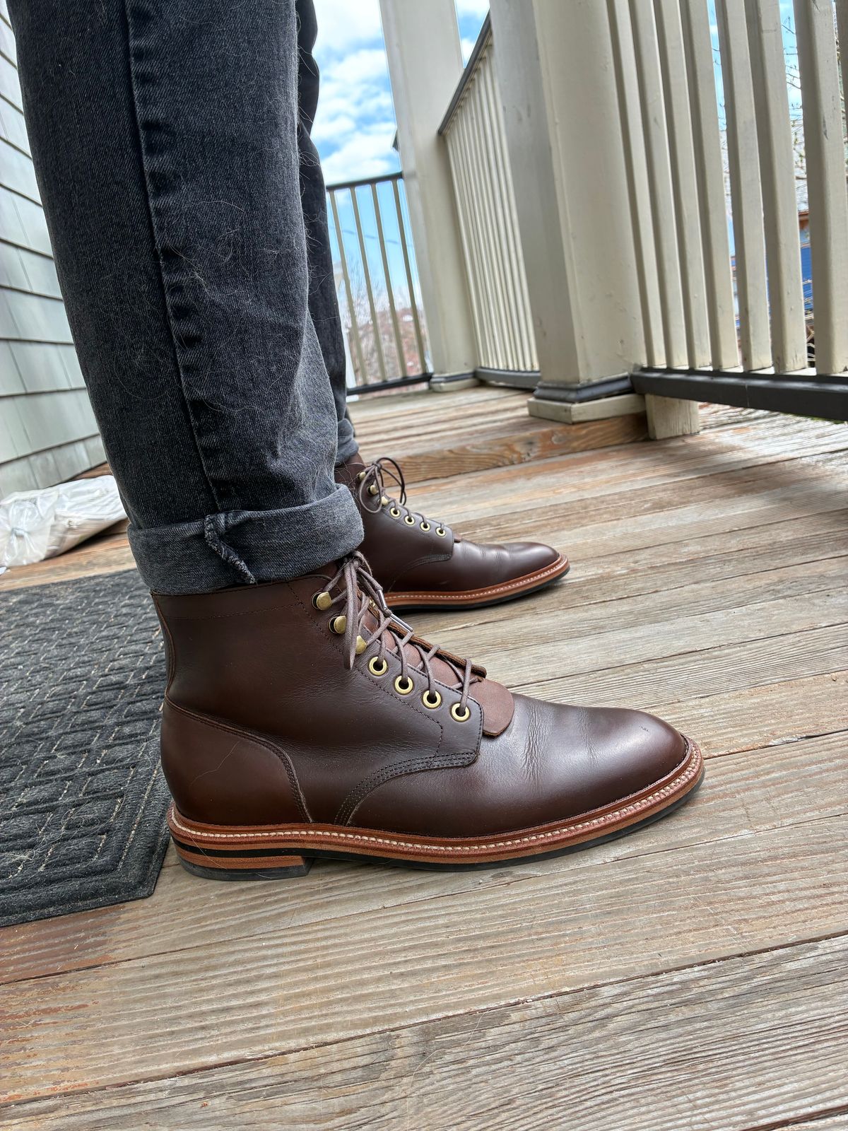 Photo by chrsd on April 7, 2026 of the Grant Stone Diesel Boot in Horween Crimson Chromexcel.