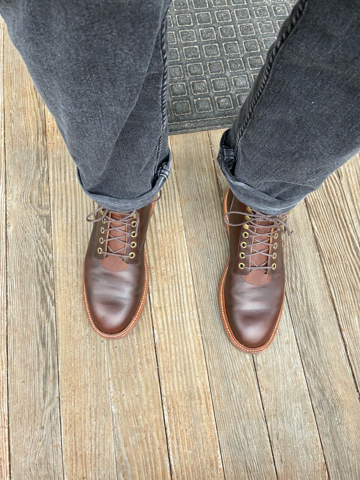 Photo by chrsd on April 7, 2026 of the Grant Stone Diesel Boot in Horween Crimson Chromexcel.