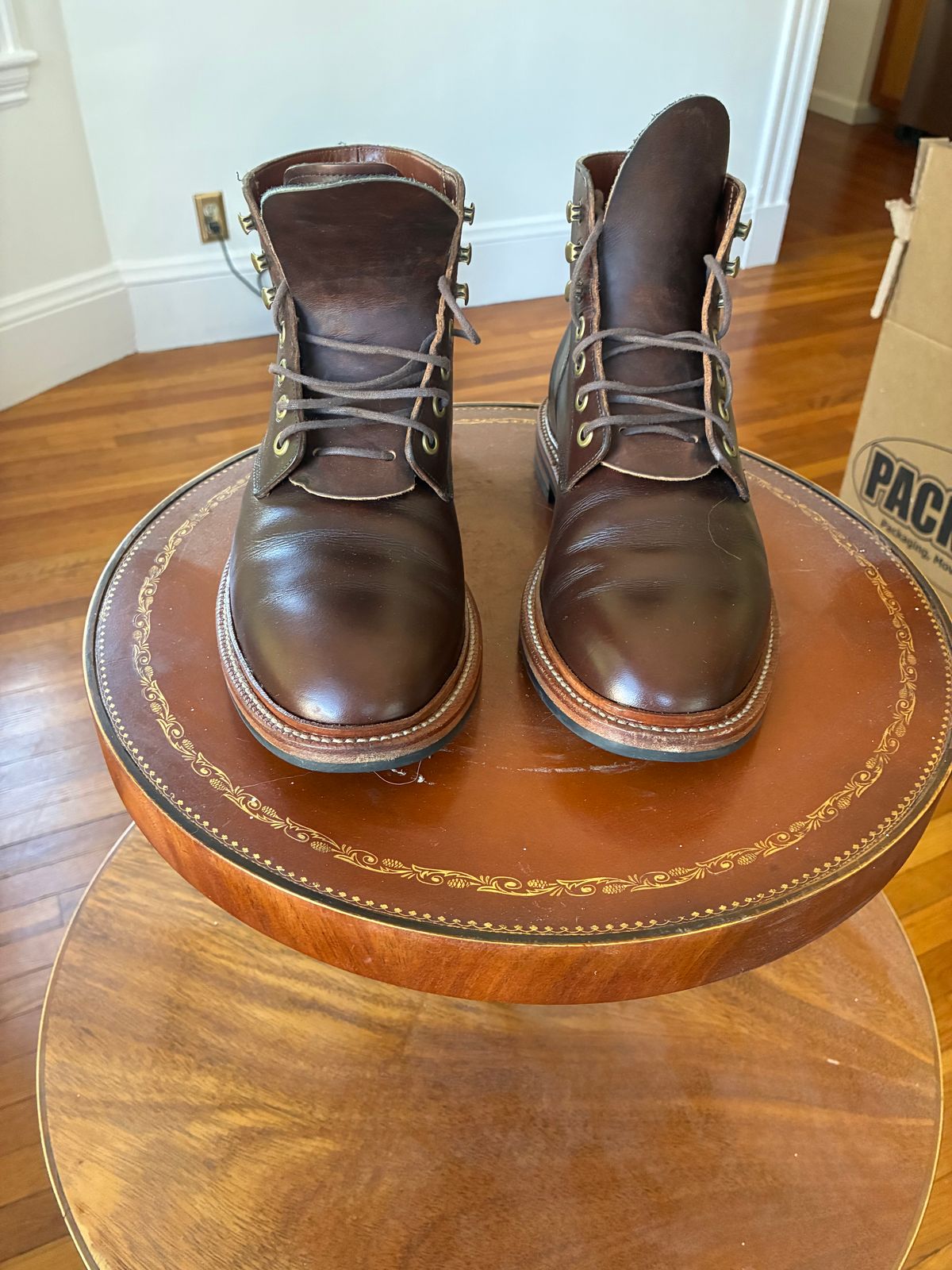 Photo by Cdbr on June 16, 2026 of the Grant Stone Diesel Boot in Horween Crimson Chromexcel.