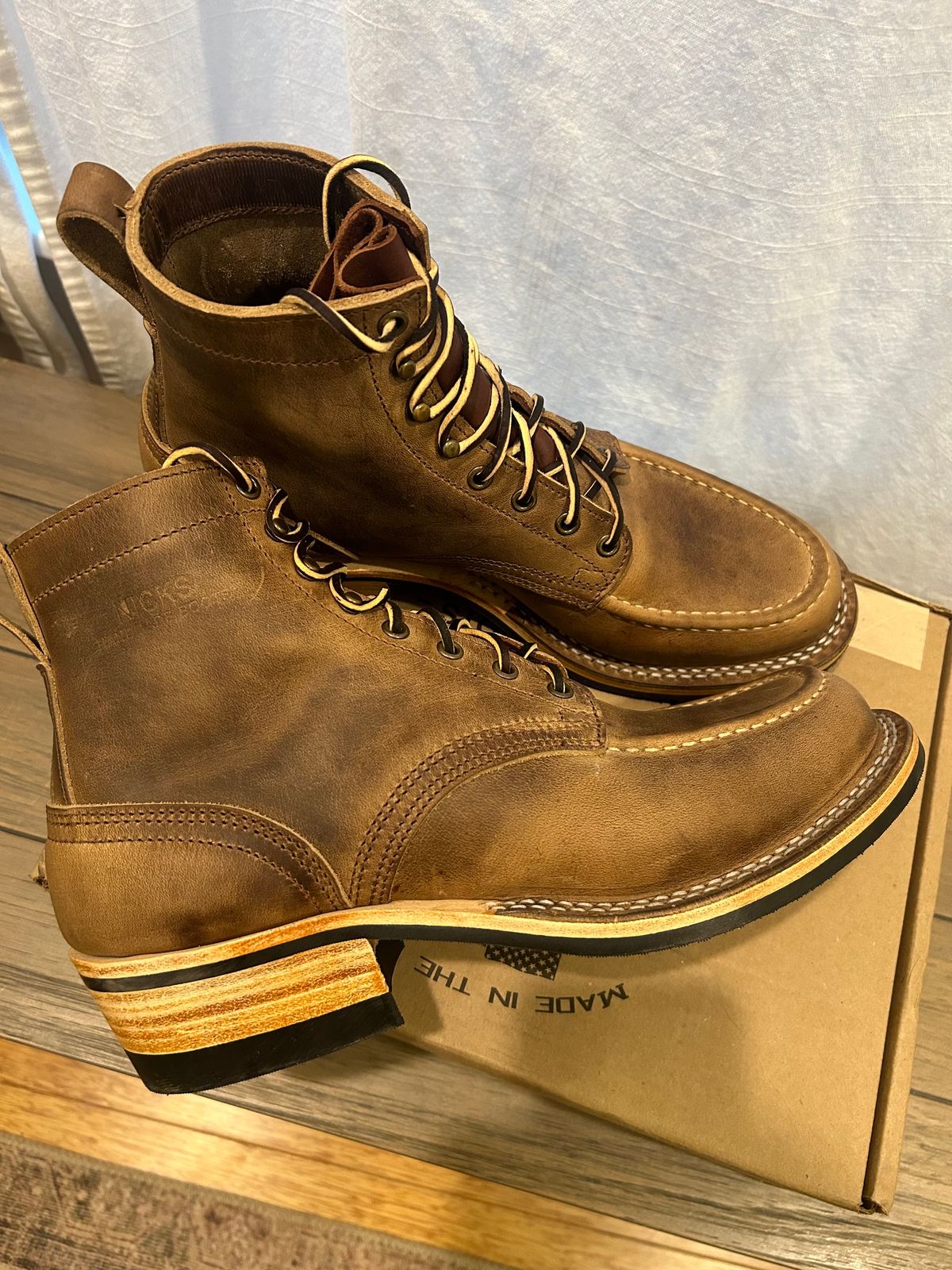Photo by theotherjeff on January 6, 2026 of the Nicks Moc Toe in Horween Predator Natural.
