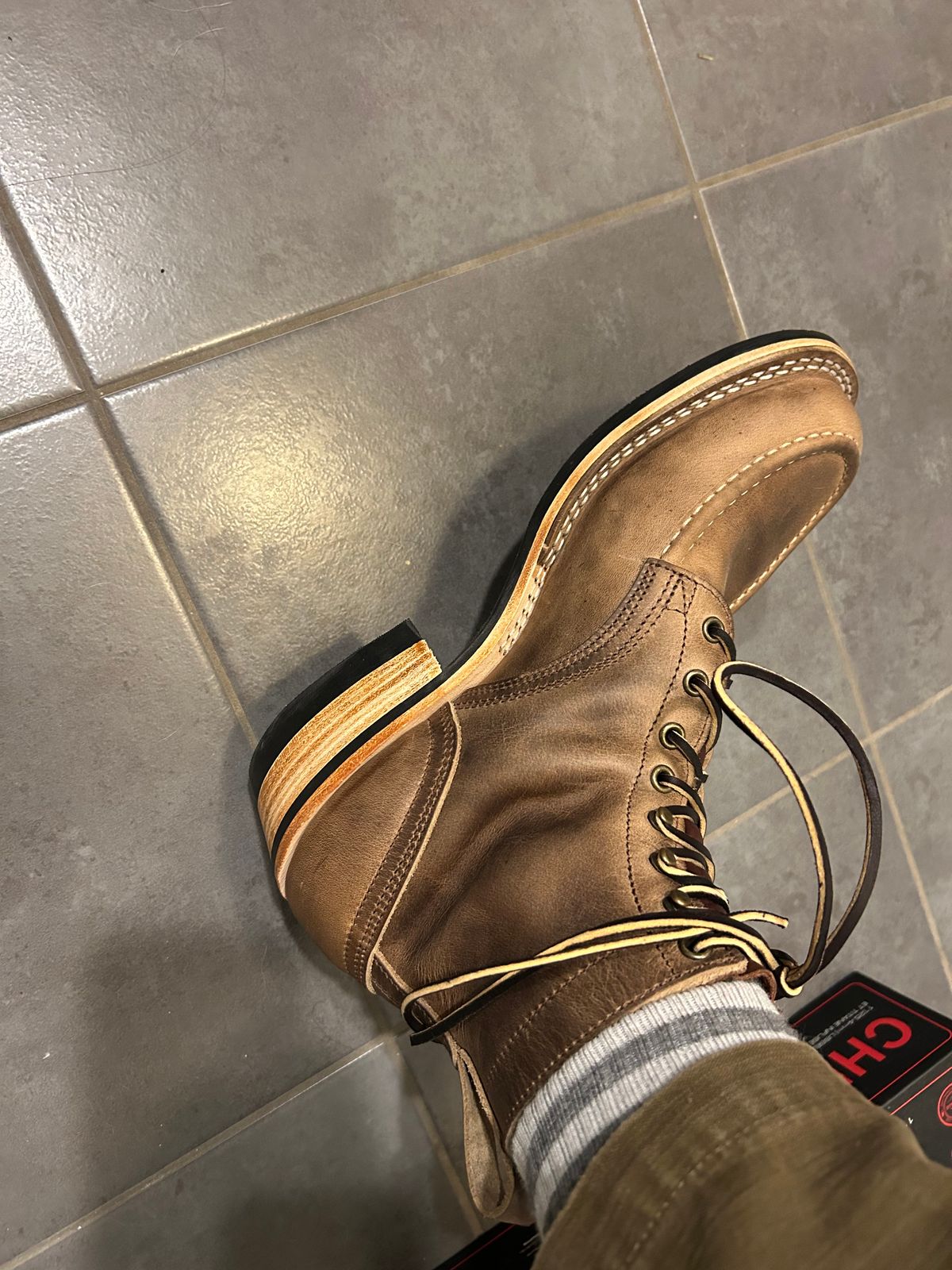Photo by theotherjeff on January 6, 2026 of the Nicks Moc Toe in Horween Predator Natural.