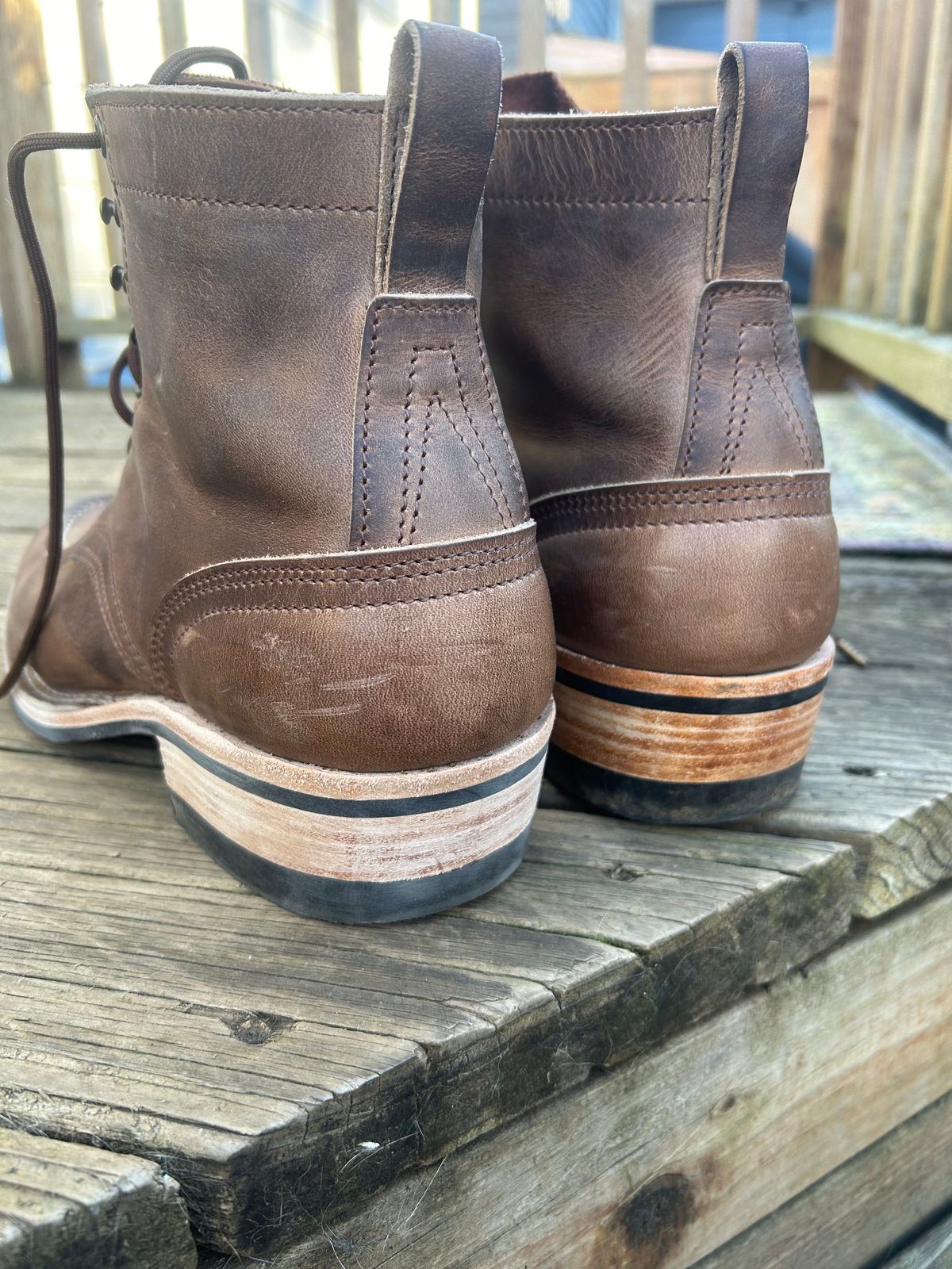 Photo by theotherjeff on January 19, 2026 of the Nicks Moc Toe in Horween Predator Natural.