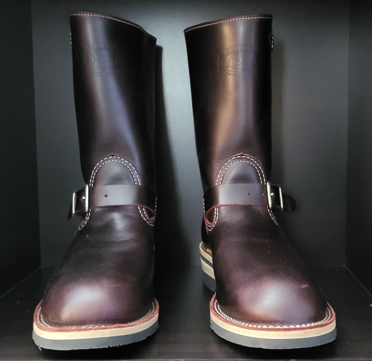 Photo by Mobeeenzeee on September 16, 2025 of the Wesco Boss Engineer Boot in Burgundy Domain.