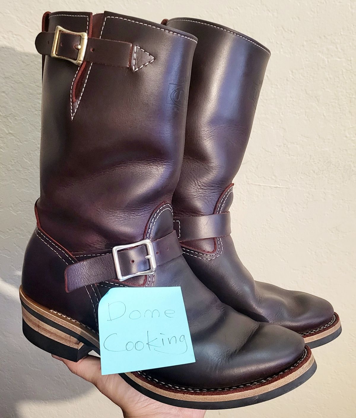 Photo by Mobeeenzeee on November 2, 2025 of the Wesco Boss Engineer Boot in Burgundy Domain.