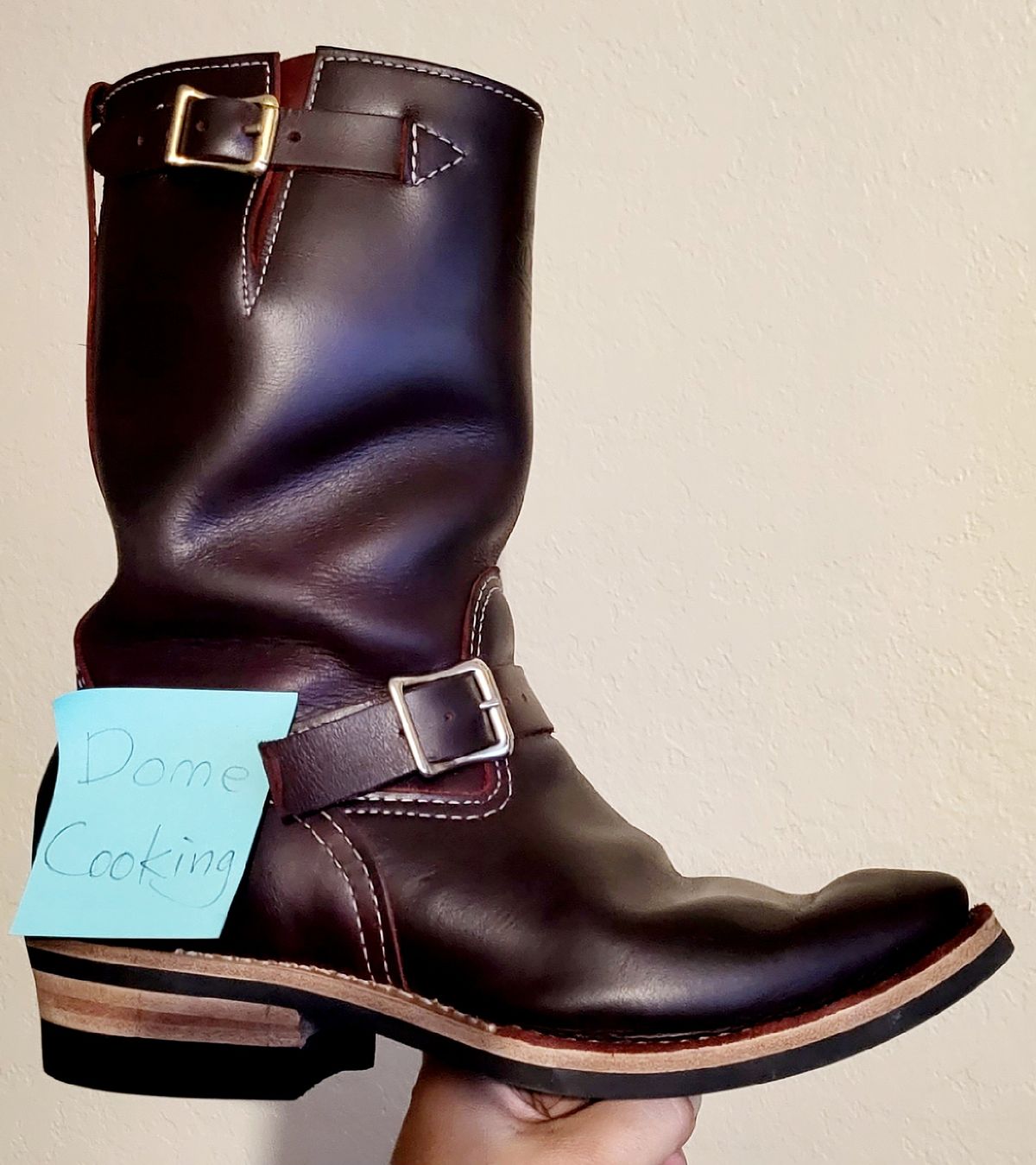 Photo by Mobeeenzeee on November 2, 2025 of the Wesco Boss Engineer Boot in Burgundy Domain.