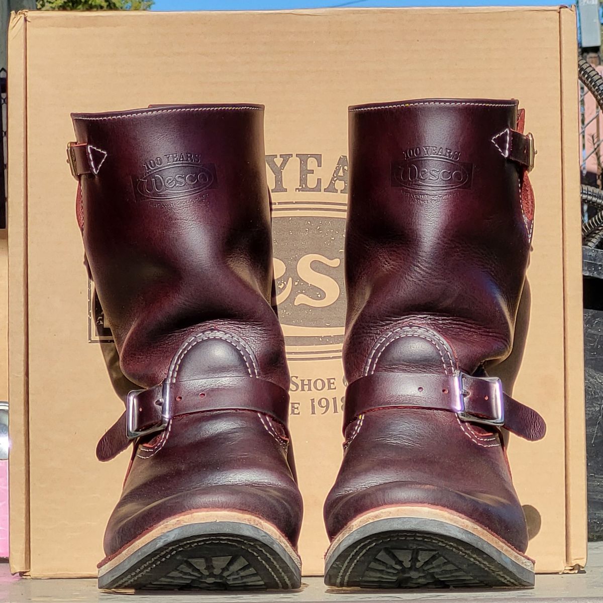 Photo by Mobeeenzeee on December 5, 2025 of the Wesco Boss Engineer Boot in Burgundy Domain.