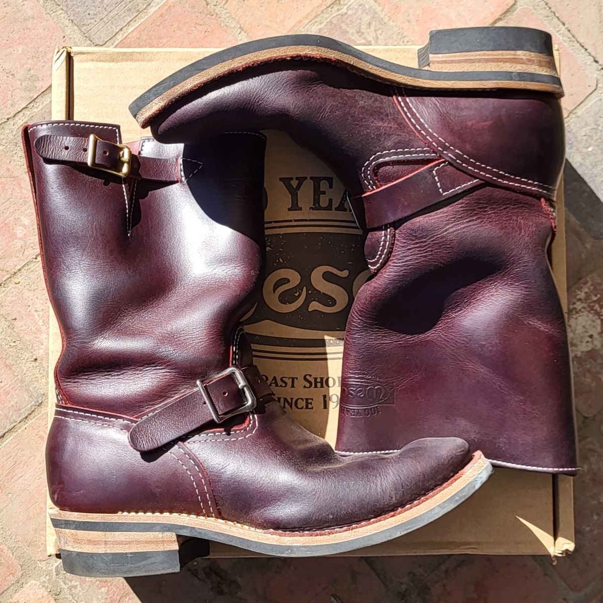 Photo by Mobeeenzeee on December 5, 2025 of the Wesco Boss Engineer Boot in Burgundy Domain.