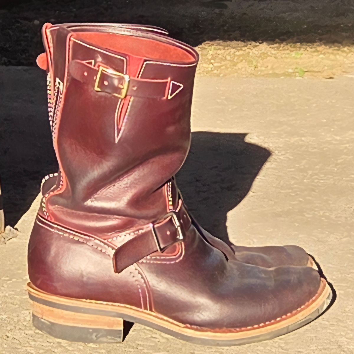 Photo by Mobeeenzeee on March 6, 2026 of the Wesco Boss Engineer Boot in Burgundy Domain.