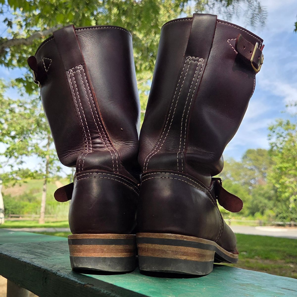 Photo by Mobeeenzeee on April 3, 2026 of the Wesco Boss Engineer Boot in Burgundy Domain.