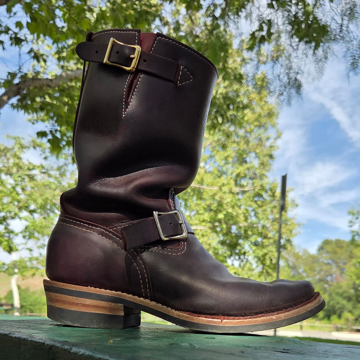 Photo by Mobeeenzeee on April 3, 2026 of the Wesco Boss Engineer Boot in Burgundy Domain.