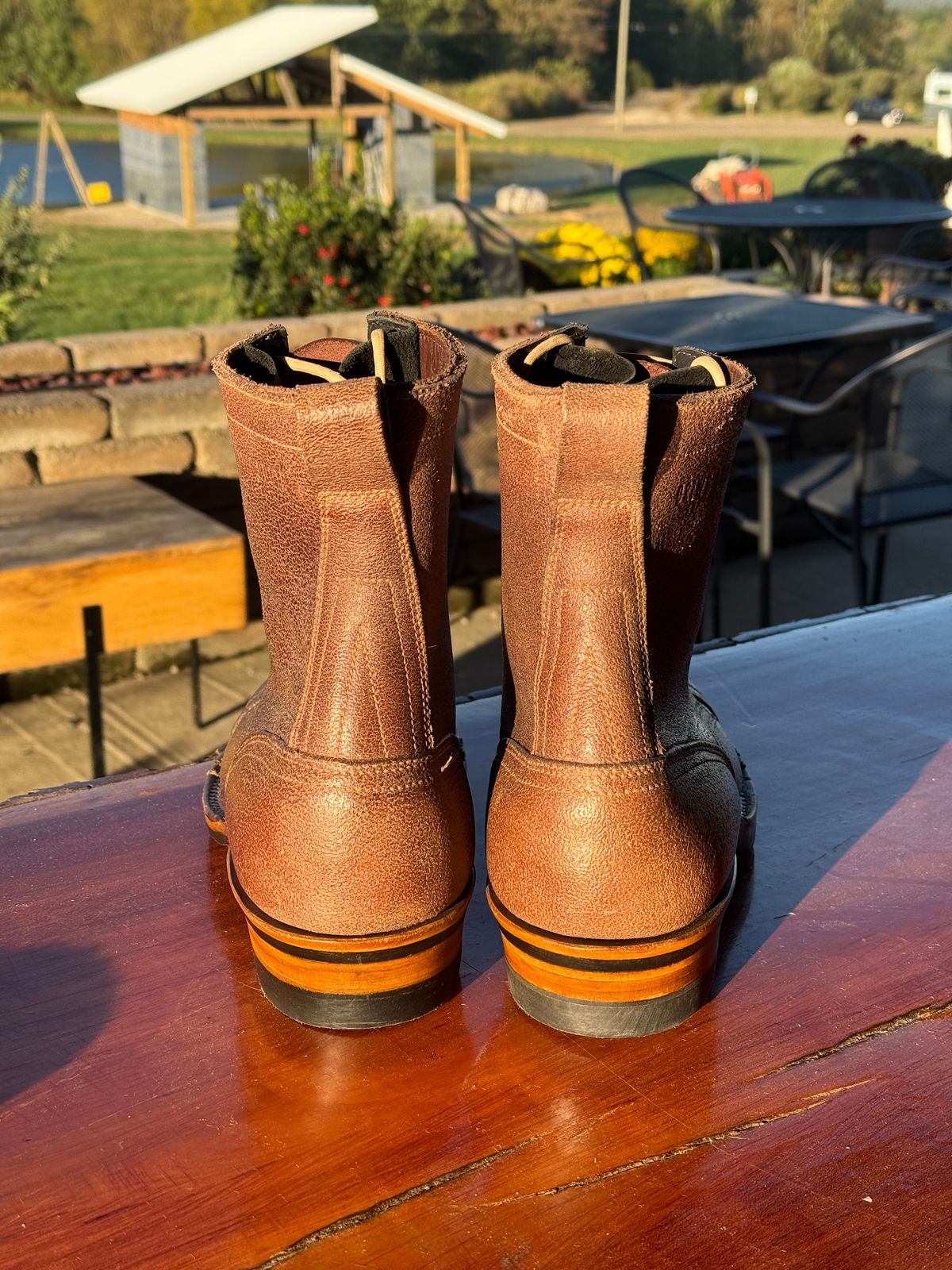 Photo by gstein.250 on October 1, 2025 of the Drew's Boots Contractor 8-inch in Brown Roughout.
