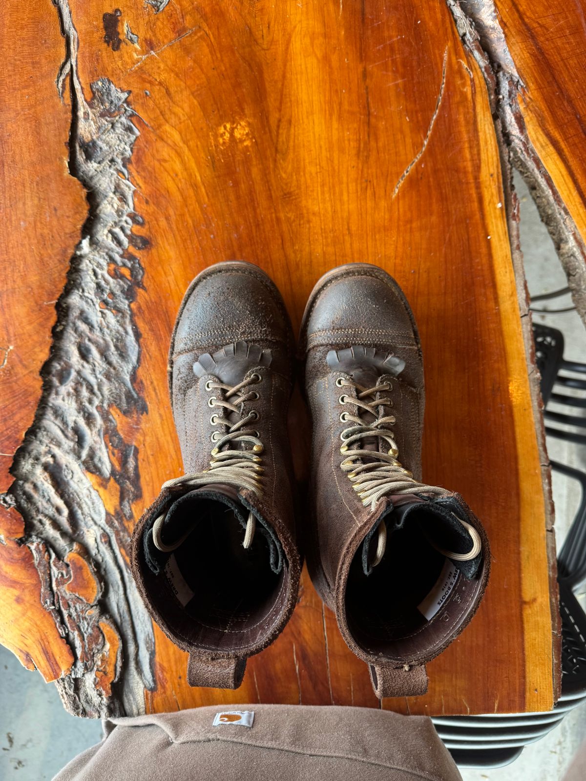 Photo by gstein.250 on November 3, 2025 of the Drew's Boots Contractor 8-inch in Brown Roughout.