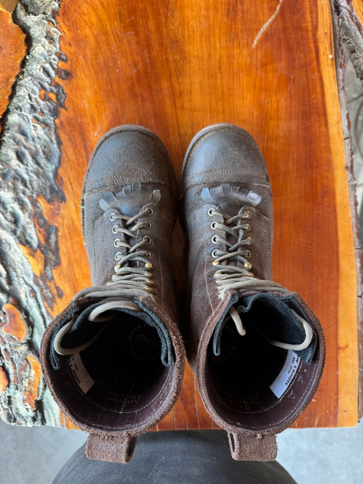 Photo by gstein.250 on December 4, 2025 of the Drew's Boots Contractor 8-inch in Brown Roughout.