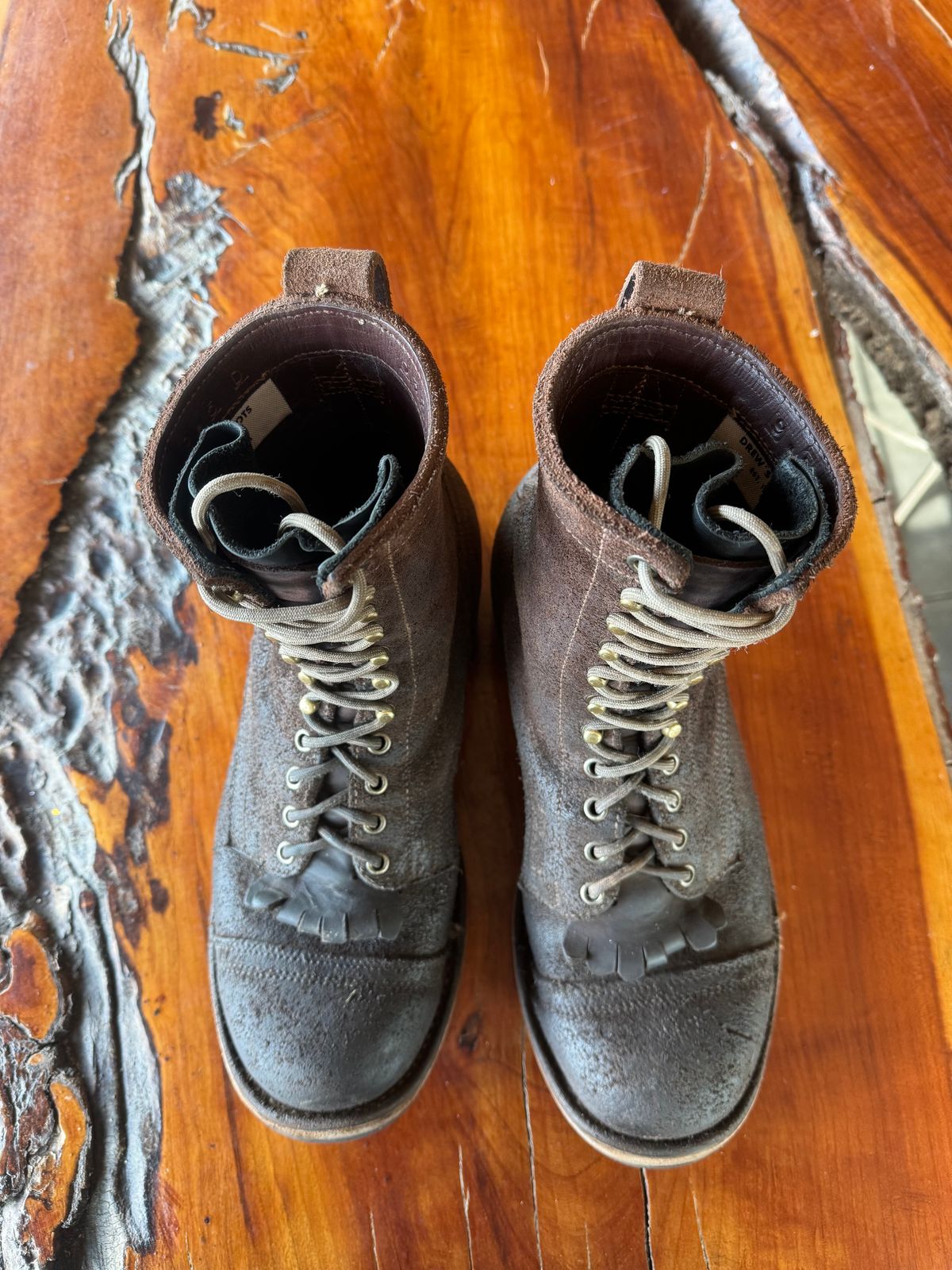 Photo by gstein.250 on February 2, 2026 of the Drew's Boots Contractor 8-inch in Brown Roughout.
