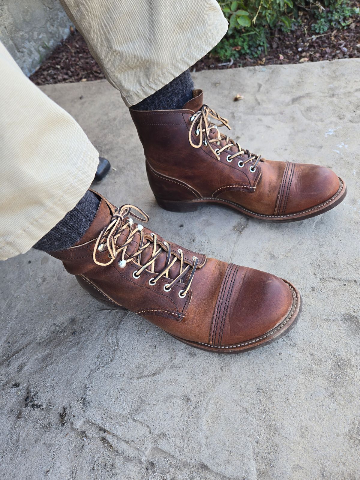 Photo by InanimatePepper on August 28, 2024 of the Red Wing Iron Ranger in S.B. Foot Copper Rough and Tough.