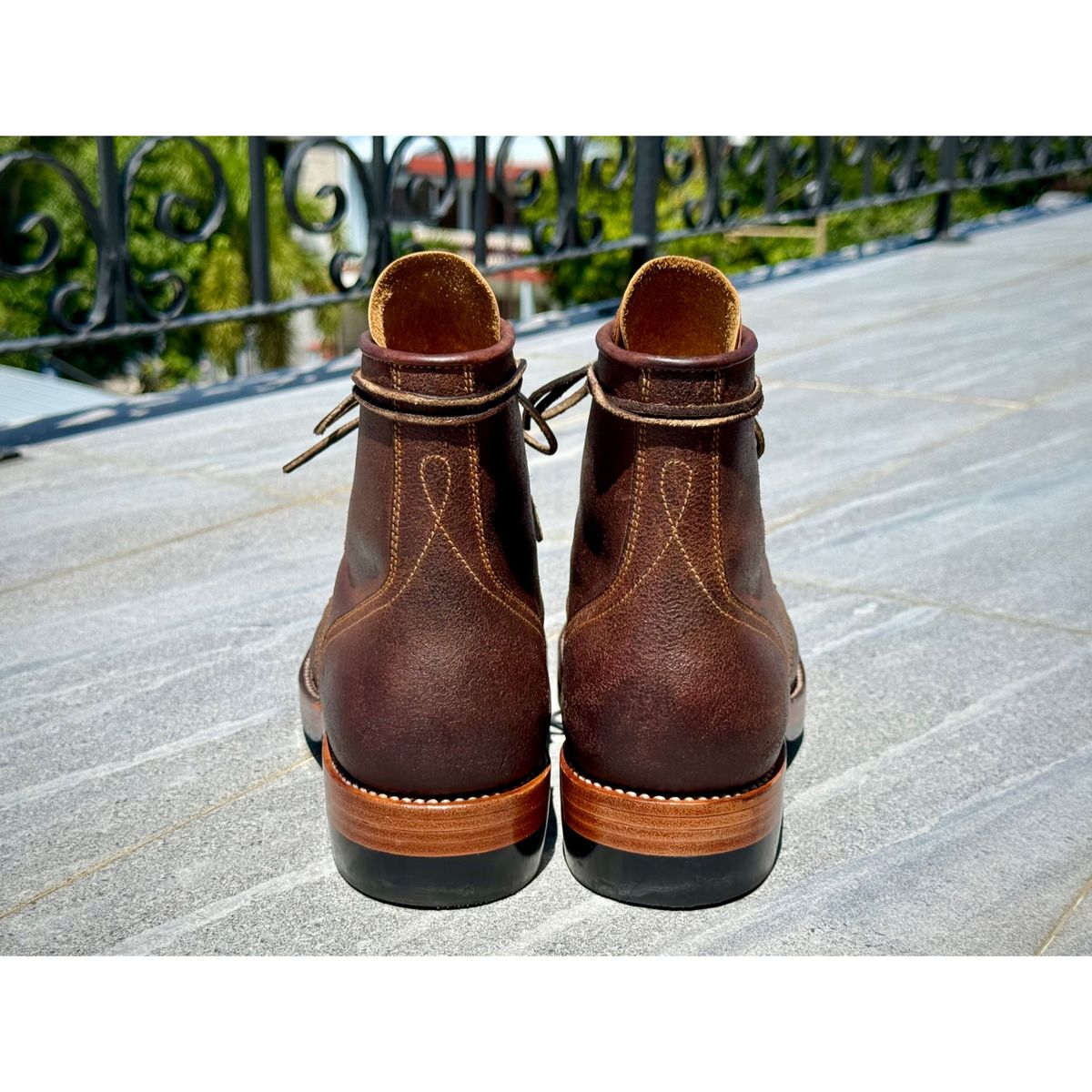 Photo by wwhmusic on October 4, 2025 of the Fortis Boots Strider in Indonesian Brown Waxed Flesh.