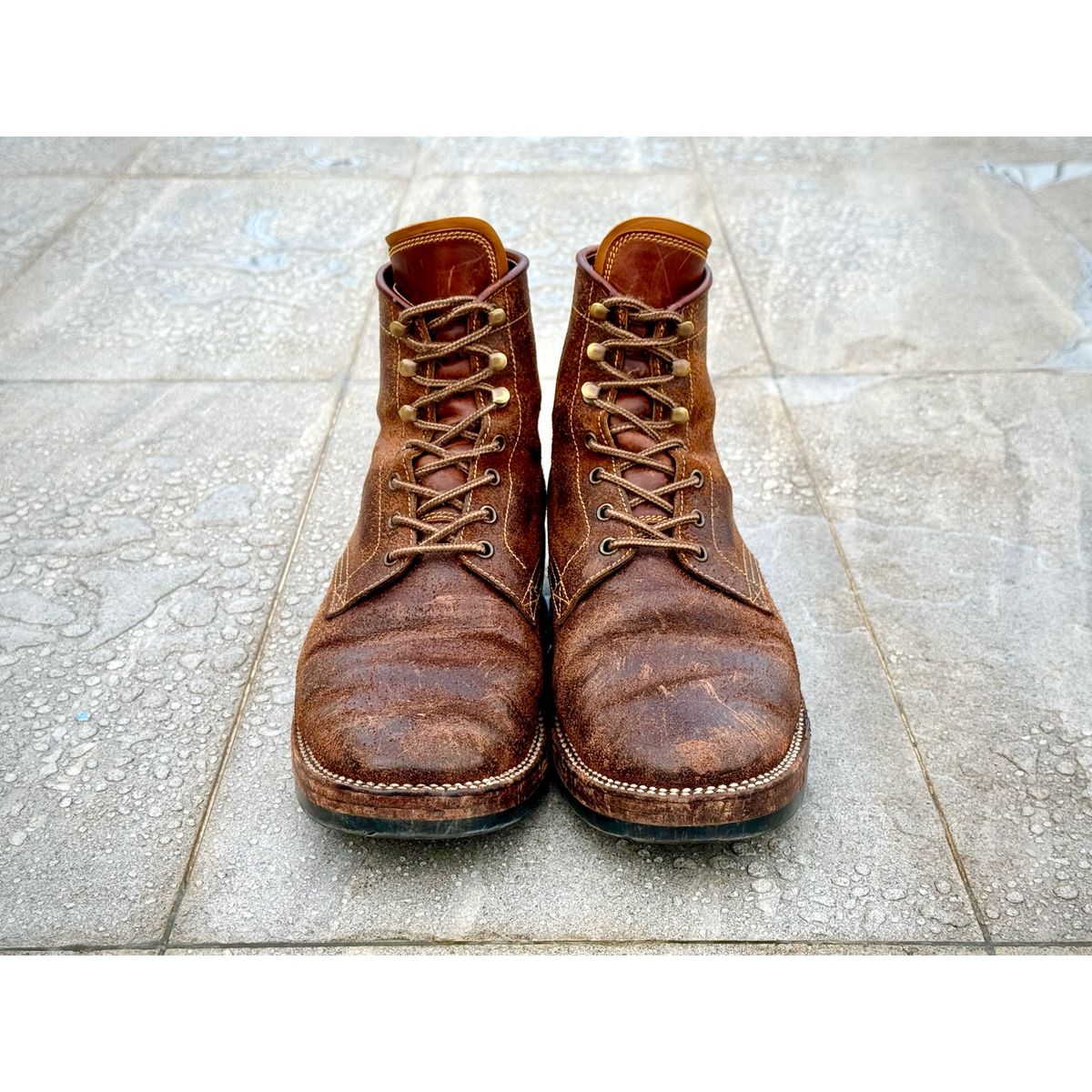 Photo by wwhmusic on March 3, 2026 of the Fortis Boots Strider in Indonesian Brown Waxed Flesh.