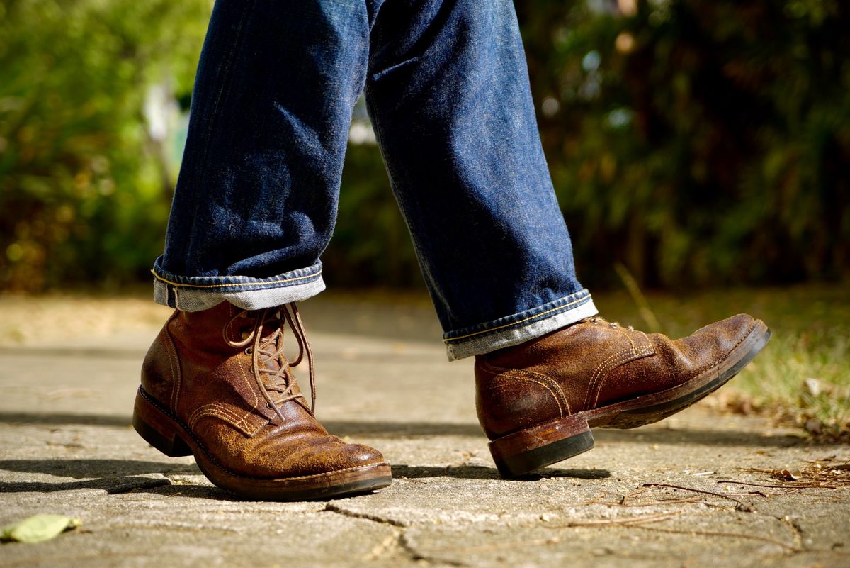 Photo by wwhmusic on April 4, 2026 of the Fortis Boots Strider in Indonesian Brown Waxed Flesh.