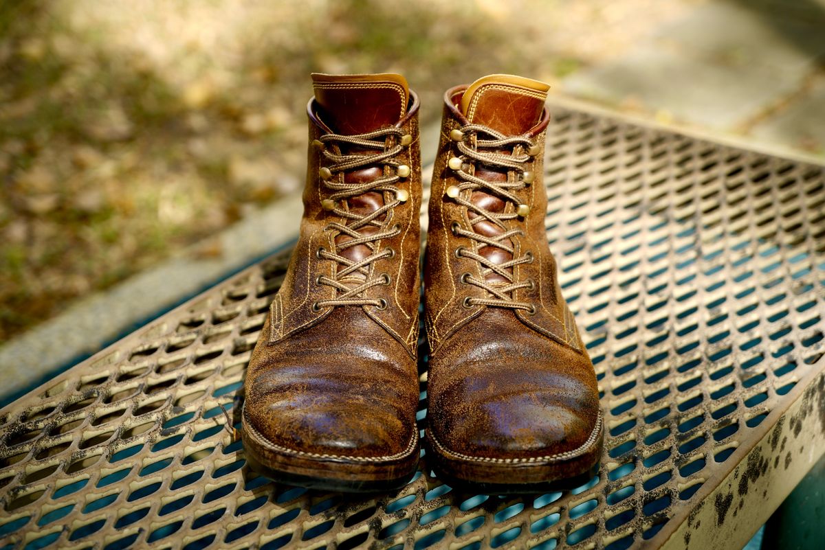Photo by wwhmusic on April 4, 2026 of the Fortis Boots Strider in Indonesian Brown Waxed Flesh.