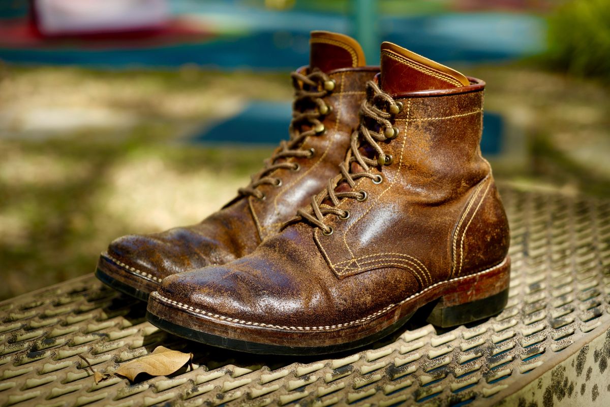 Photo by wwhmusic on April 4, 2026 of the Fortis Boots Strider in Indonesian Brown Waxed Flesh.