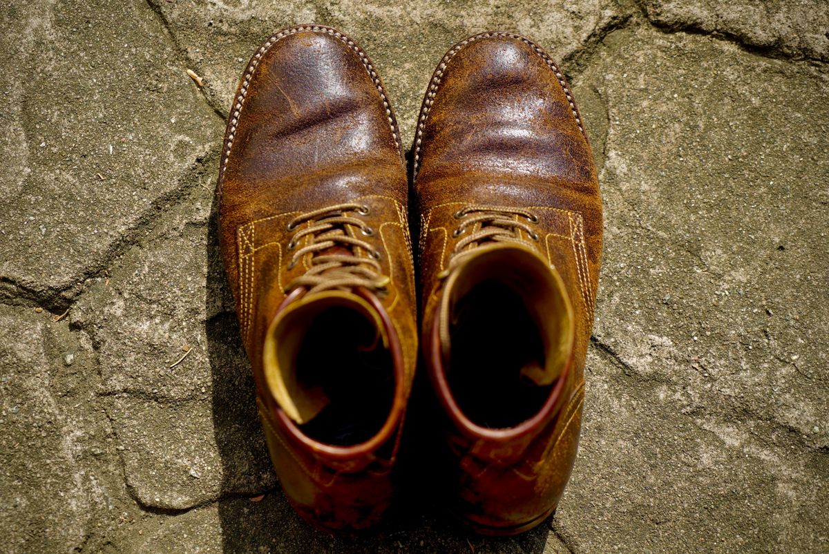 Photo by wwhmusic on April 4, 2026 of the Fortis Boots Strider in Indonesian Brown Waxed Flesh.