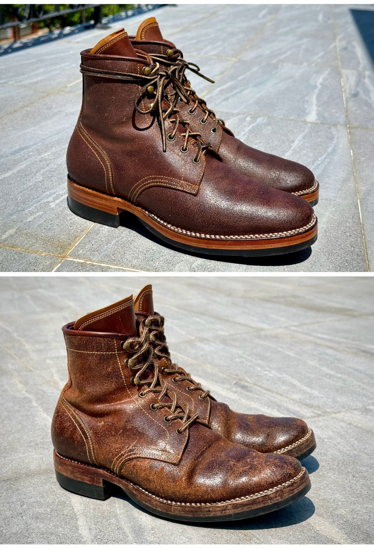 Photo by wwhmusic on April 4, 2026 of the Fortis Boots Strider in Indonesian Brown Waxed Flesh.