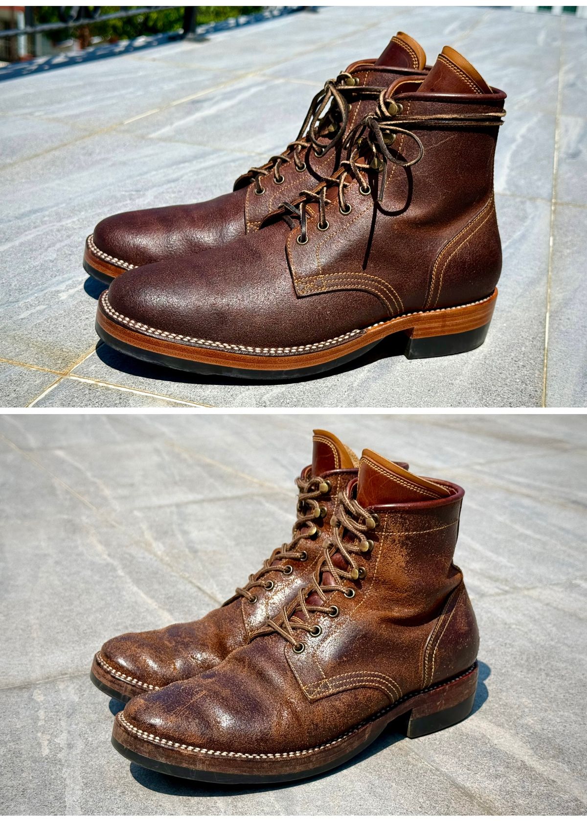 Photo by wwhmusic on April 4, 2026 of the Fortis Boots Strider in Indonesian Brown Waxed Flesh.