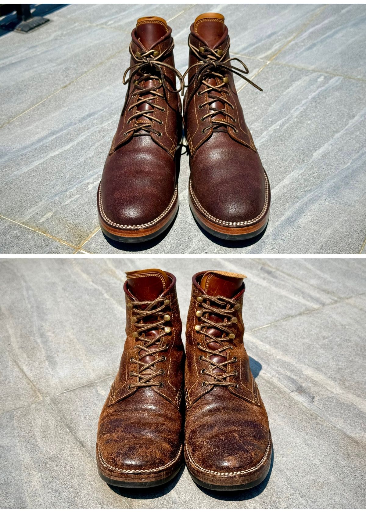 Photo by wwhmusic on April 4, 2026 of the Fortis Boots Strider in Indonesian Brown Waxed Flesh.